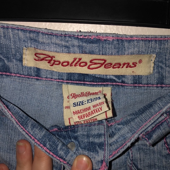 Vintage Unique Apollo Jeans size 13/14 with unique buckles and pink thread - Picture 5 of 10